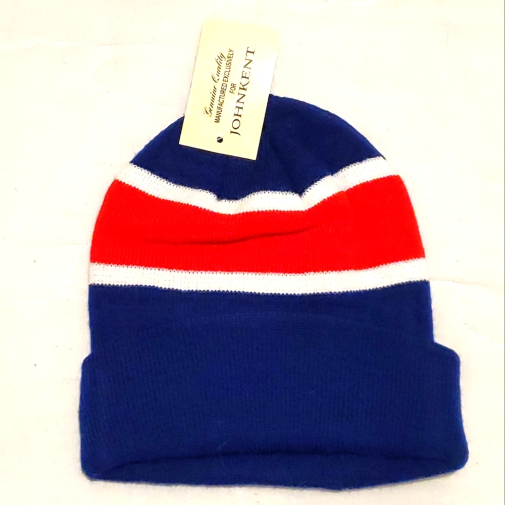Vintage John Kent Ski Hat Red White Blue Stripe New NWT
